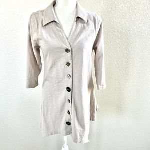 Soft Surroundings Women’s Small Ivory Cream Danielle Button Down Tunic Top